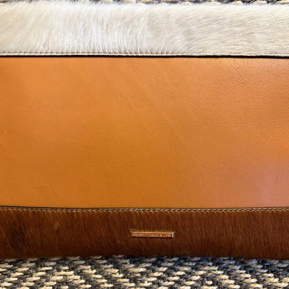 Rebecca Minkoff Leo Clutch in White and Brown Calf Hair - Leather - Picture 2 of 4